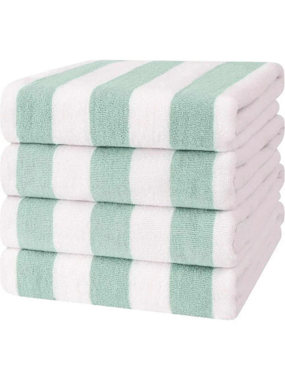 Extra Large Mint Stripe Beach Towels - 4 Pack, Soft Quick Dry Pool Towels 30x60